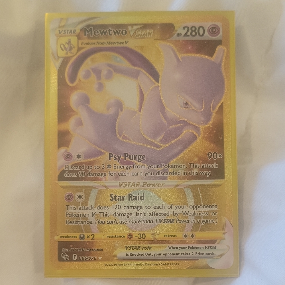 Pokemon Mewtwo VSTAR Card - Gold and Lavender